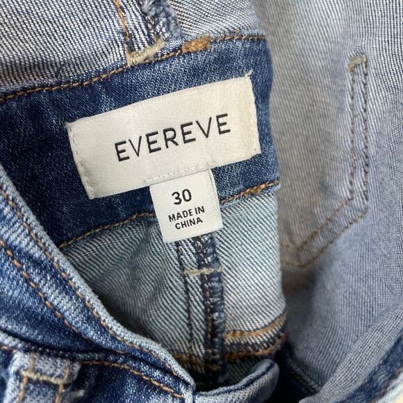 Evereve Stretch Denim Wide Leg Cropped Crop Bib Overalls Raw Hem Jean womens 30 - Picture 14 of 16